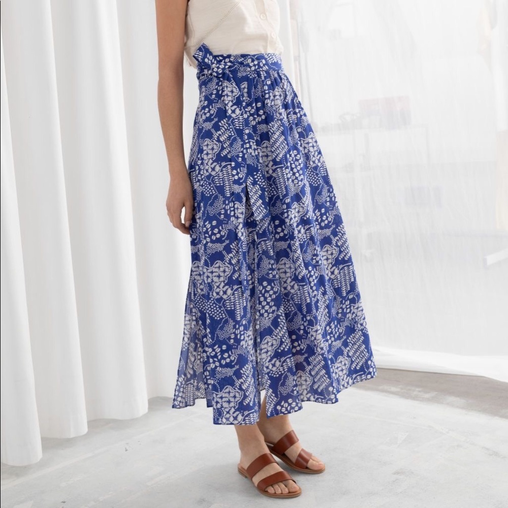 & other stories blue midi slit skirt